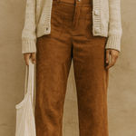 Caramel Brown Corduroy Pants Women’s M High Waist Wide‎ Leg new Size 6 Photo 0