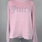 Juicy Couture  Pink Embellished Velour Sleep Wear Crew Neck Long Sleeve Size L Photo 0
