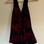 EXPRESS Vintage Black and Red Silk Halter Top Photo 0