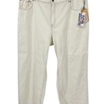 NEW FUTURE COLLECTIVE High Rise Straight Leg Raw Hem Jeans Cream Size 22 Photo 0