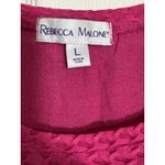 Rebecca Malone Fuschia Pink Long Sleeve Blouse, Lined, Knit Front, Large Photo 3