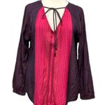Dylan  by True Grit Purple and Pink Tie V-Neck Long Sleeve Top Size Medium Photo 0