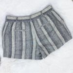 Loft Ann Taylor Striped Linen Blend Shorts Black Cream 4 Photo 1