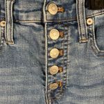 Madewell  High Rise Denim Shorts Button Fly Raw Hem‎ Blue Jean Sz 24 Distressed Photo 2