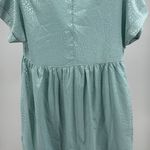 Entro  Light Blue Textured Mini Dress babydoll S animal print shiny monochromatic Photo 4