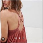 Free People  Crochet Halter Tank Top Crimson Red Babydoll Peplum Size‎ XS Photo 4