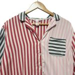 Victoria's Secret Women Striped Pajama Top M Multicolor Cotton Modal Sleep Shirt Photo 2