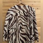 Chicos Travelers Sz 4/XXL Cotton Linen Blend Zebra Open Front Waterfall Caedigan Brown Photo 6
