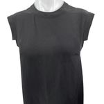 AllSaints Black 100% Silk Short Cap Sleeve Mock Neck Mini Shift Dress Size 4 Photo 2
