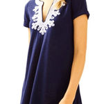 Lilly Pulitzer Maisy Swing T-Shirt Dress True Navy Blue Embroidered Size XL Photo 0