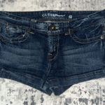 Guess Jeans Shortie Shorts Womens 31 Blue Faded Low Rise Stretch Embroidered Y2K Photo 0