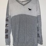 PINK - Victoria's Secret PINK White/Gray Sequin Long Sleeve Top Photo 0