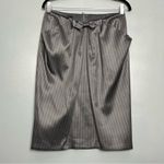 Giorgio Armani  Bow Pinstripe Pencil Skirt Wool Blend Y2K 2000s Gray 42 / US 6 Photo 0