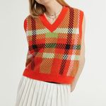 Cider Red Plaid Knitted Sweater Vest Photo 2