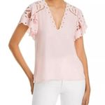 Ramy Brook  Pink V-Neck Flowy Short Sleets Top Photo 1