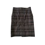 Magaschoni  Brown Plaid Wool Blend High Waist Button Front Skirt Size 2 Photo 2