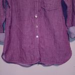 Mary McFadden Button Down Chambray Shirt-Petite Small-Roll Tab-Contrast Trim Photo 2