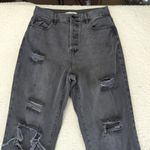 PacSun High-rise Straight Leg Jeans Black Distressed Women's Size 29 Rigid Denim Photo 2