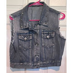 Roommates  California Women's Demin Vest Front Pockets Spike‎ Collar 16 1/2" Long Photo 1