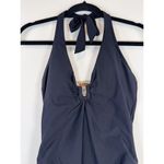 Helen Jon Womens Swimsuit Black Plunge Tortoise One Piece Halter Beach Small Photo 6