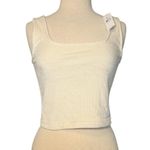 Lou & grey NWT Loft Cream Ribbed Crop Tank Top Photo 0