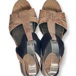 Cole Haan  Nike Brown Snakeskin T Strap Slingback Slight Wedge Sz 9 Photo 0