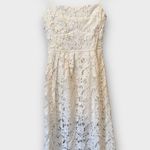 NWT ASTR the Label Joyce Linen Blend Lace Midi Dress Size Small White Photo 3
