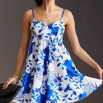 Hutch Anthropologie  Sleeveless Sweetheart Romper in Mykonos blue white floral 6 Photo 0