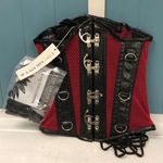 Top Drawer Red black Fishnet Steel Boned Under Bust lacing Corset size M costume Size M Photo 0