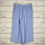 J.Crew Blue Wide Leg Linen Cropped Pant Trouser Size Large Quiet Luxury Resort Photo 3
