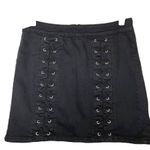 PacSun  Criss-Cross Mini Skirt Grommet Lace Up Flat Front Back Zip Black 28" Photo 0