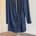 Ralph Lauren Lauren  Womens 3XL Black Label Top‎ Navy Blue 3/4 Sleeve Wrap Front Photo 2