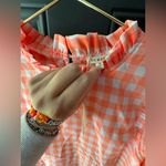 JODIFL NWT  boutique Orange Checkered Ruffle Sleeve Blouse Photo 3