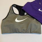 Nike ‎ Drifit Sports Bras Bundle Set of 2 Gray Purple Racerback Athletic Workout Photo 2