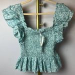 Anthropologie  Love the Label Smocked Ruffle Crop Top NWT Sz. L Photo 3