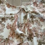 Rose + Olive Women’s Pink and Green Floral Blouse Sz L Photo 4