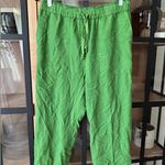 ZARA  linen pants straight leg high rise pockets drawstring lime green 4043/042 Photo 6