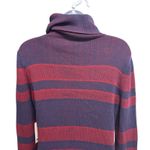 Just Fab Women's XL Striped Turtleneck Sweater Dress Burgundy Navy Long Sleeve Photo 4