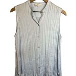 Vince Sleeveless Crushed Satin Band Collar Blouse Photo 1