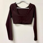Camila Coelho Sport Haley Cropped Long Sleeve Top Deep Brown Women's Size M Photo 0