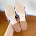 Anthropologie Latigo • Sofie Fringed Slide Sandal woven mules flat blue suede Photo 5