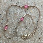 925 Italian Silver Anklet with pink beads Photo 0