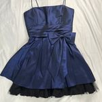 Fiesta Fashion Fiesta Solid Straight Ruched Satin/Mesh Homecoming Dress - Blue/Black - M Photo 9