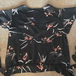 Veronica M  Women’s Black Short-sleeve Floral Wrap Around Tie Top - Size S Photo 6
