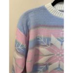 Vintage 90s Pastel Winter Snowflake Sweater Small Pink Photo 1