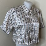 Val Mode Lingerie New! Pajama Set Pj Shirt Shorts Stripes Button Up White Blue M Photo 4