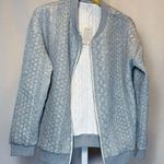 Gray Cable Knit Cardigan with Chevron Patterns Size M Photo 1