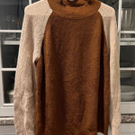 Lush Clothing Lush‎ Brown and Cream Mockneck Sweater Photo 0