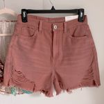 American Eagle New Highest Rise Distressed Raw Hem Mom Denim Cotton Jean Shorts Photo 0