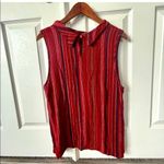 Monteau red striped collared sleeveless top Photo 8